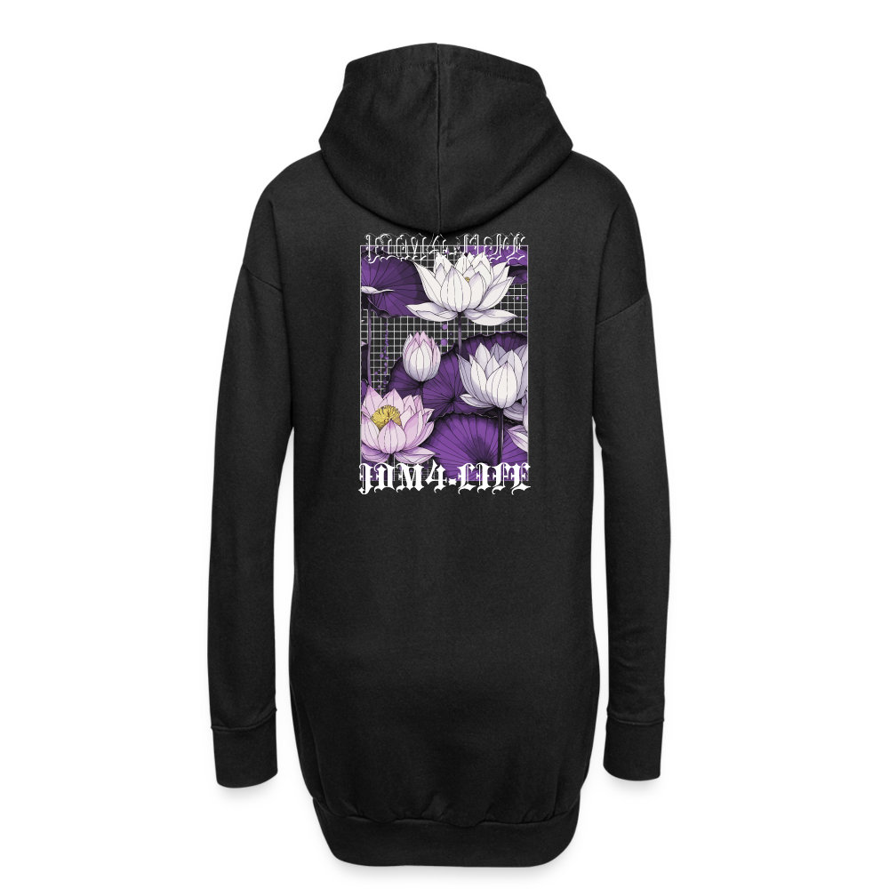 "Lotus" Hoodie-Kleid - Schwarz