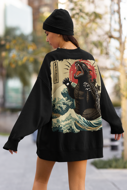Japanese Catzilla Wave - Premium Unisex Hoodie