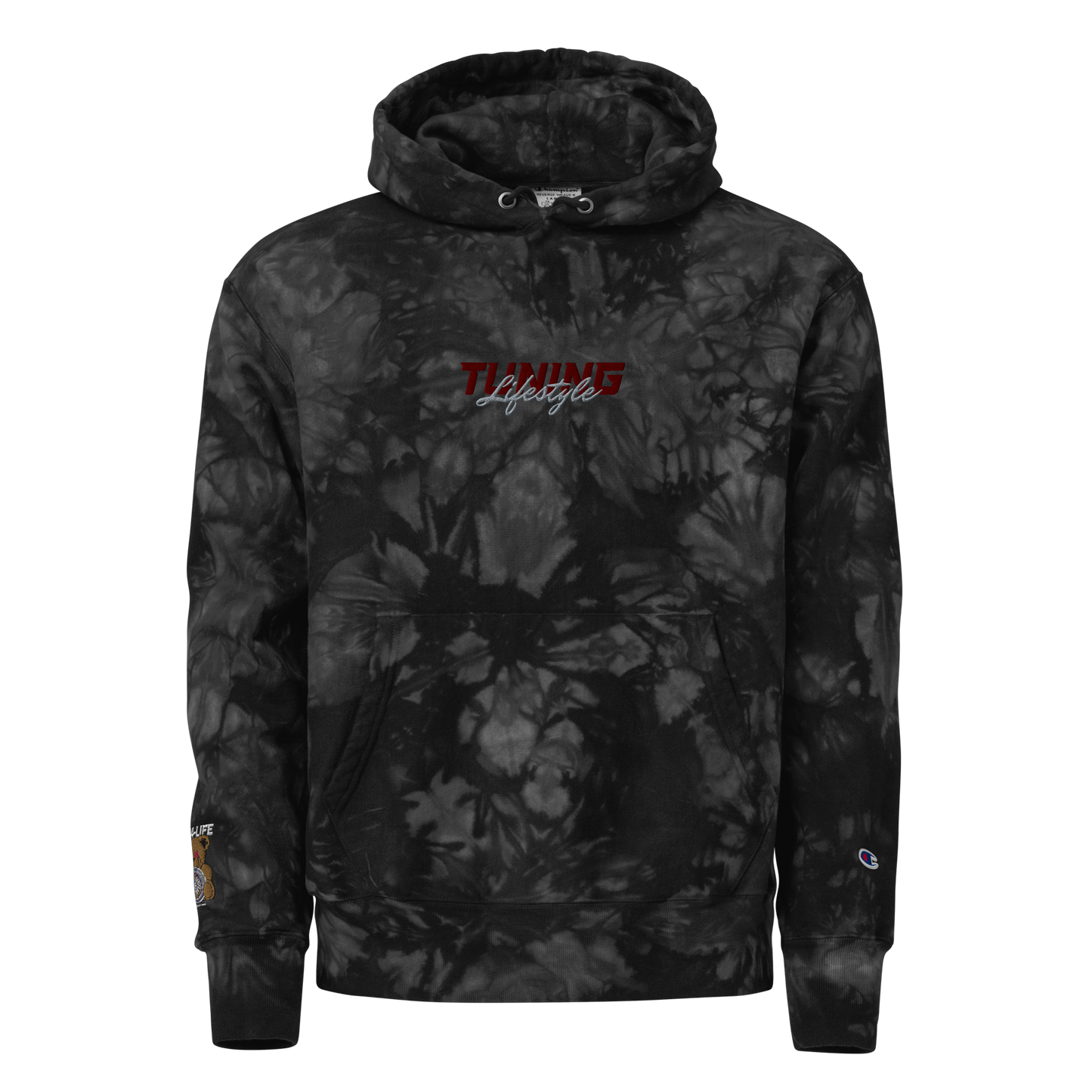 Unisex Champion-Batik-Kapuzenpullover Tuning Lifestyle gestickt
