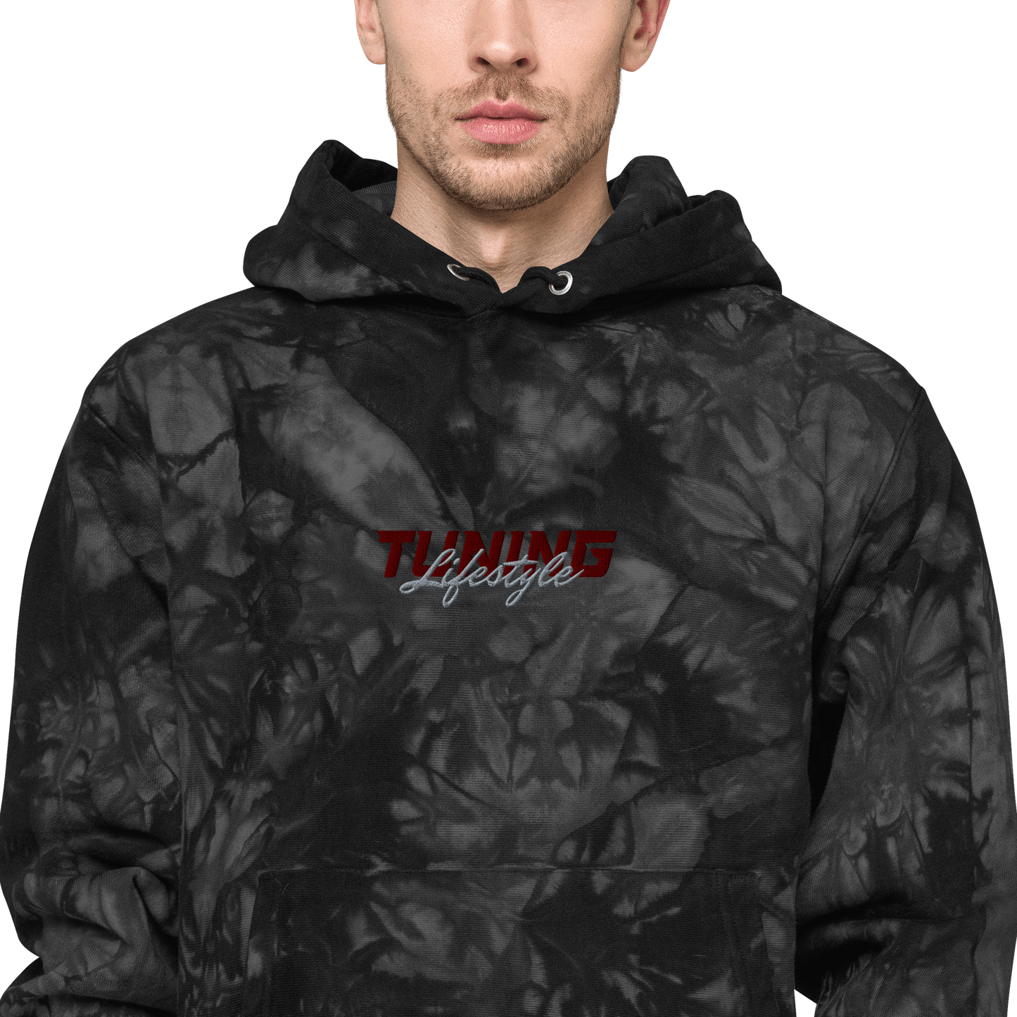 Unisex Champion-Batik-Kapuzenpullover Tuning Lifestyle gestickt