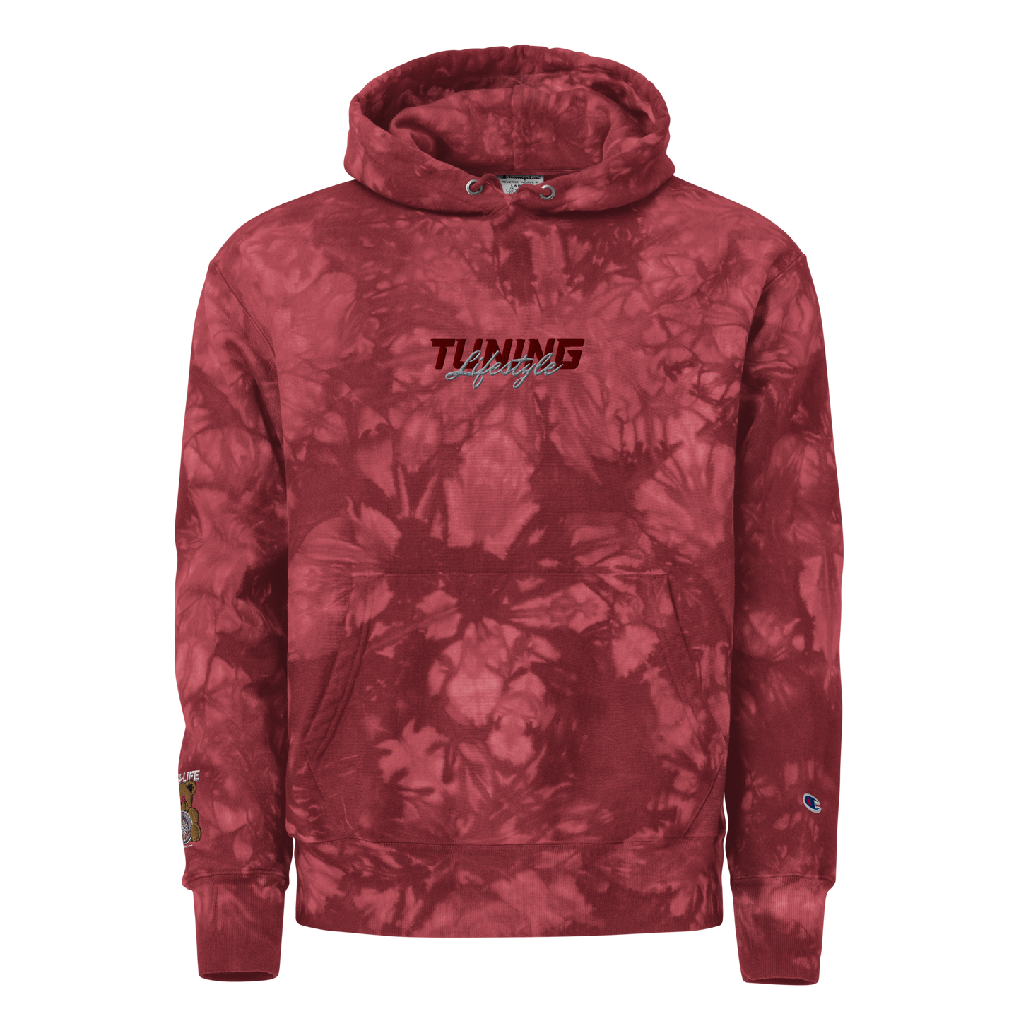 Unisex Champion-Batik-Kapuzenpullover Tuning Lifestyle gestickt