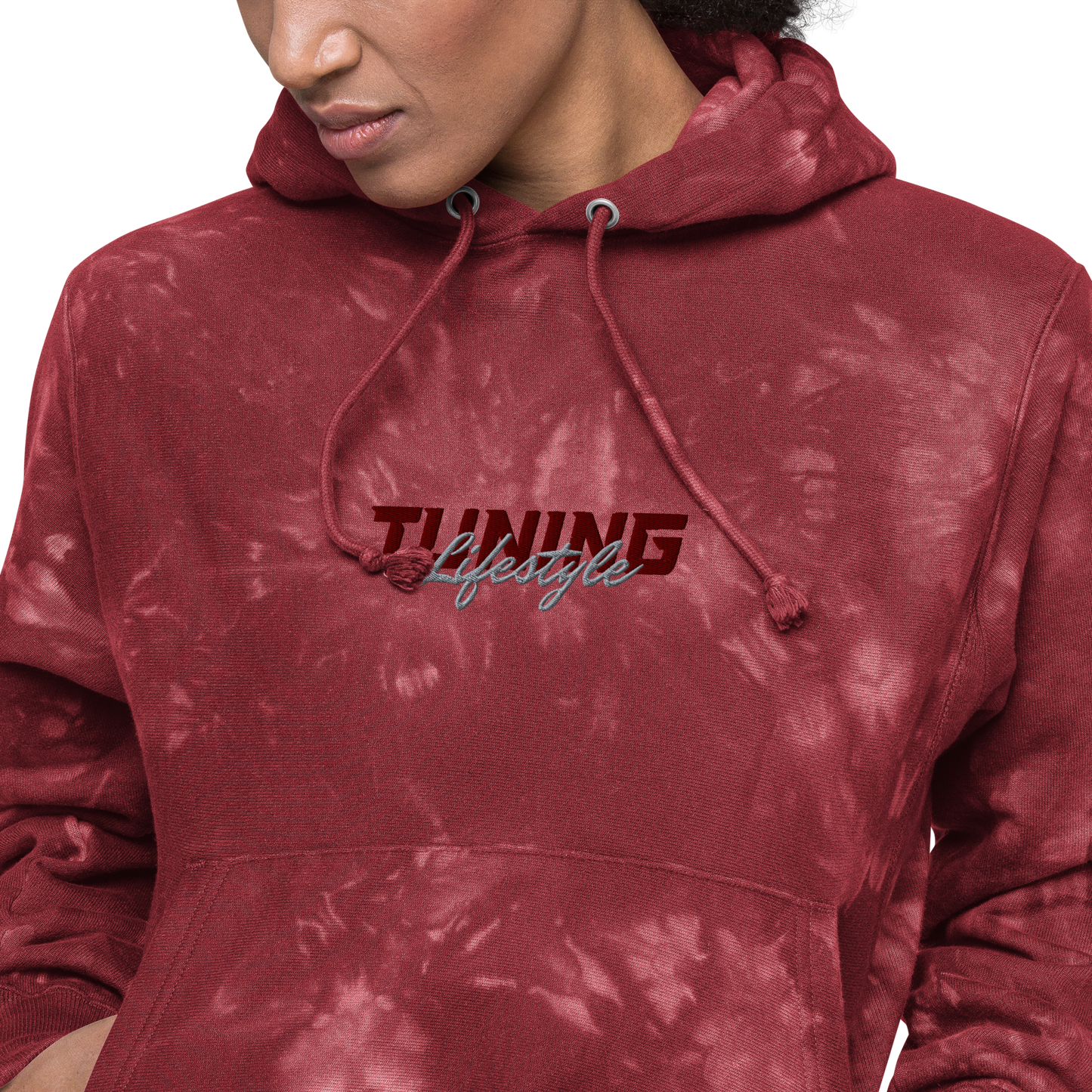 Unisex Champion-Batik-Kapuzenpullover Tuning Lifestyle gestickt