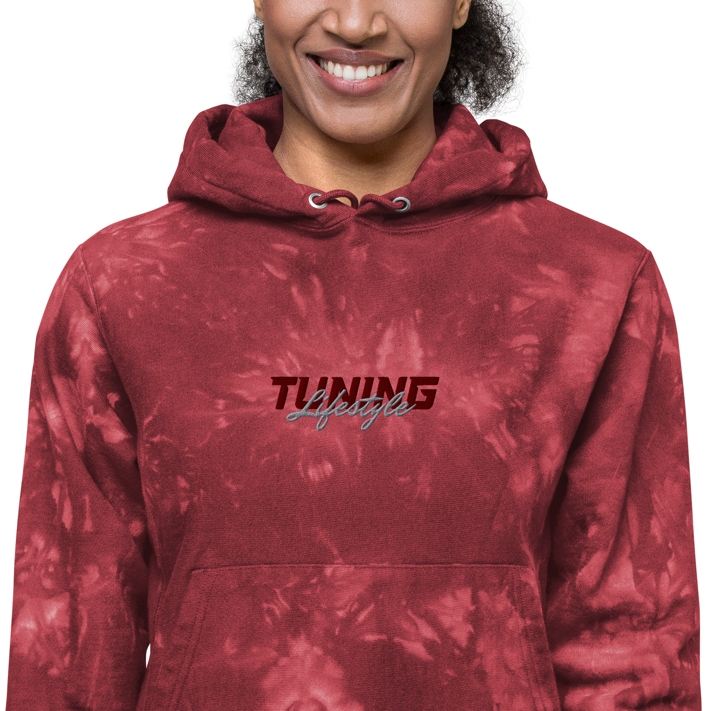 Unisex Champion-Batik-Kapuzenpullover Tuning Lifestyle gestickt